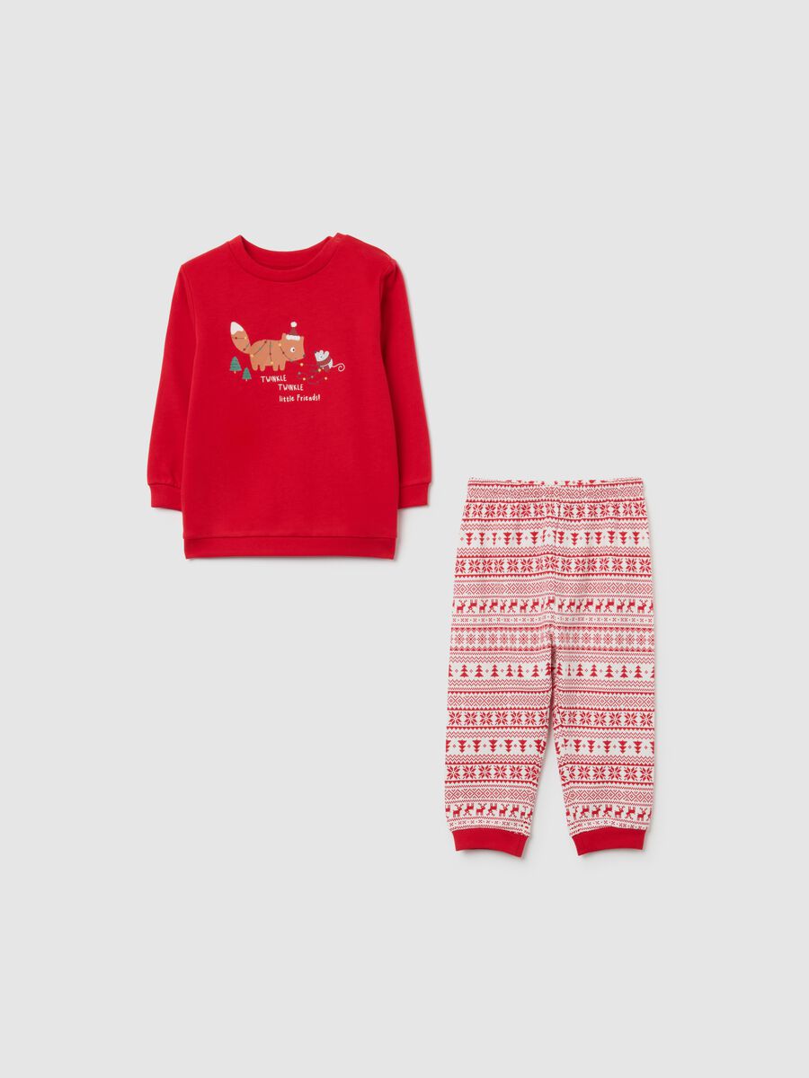 Multicolour Christmas baby pyjamas in pure cotton regular fit_0