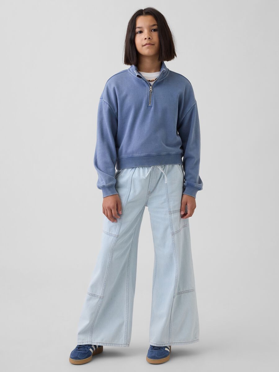Wide-leg trousers in pure cotton_0