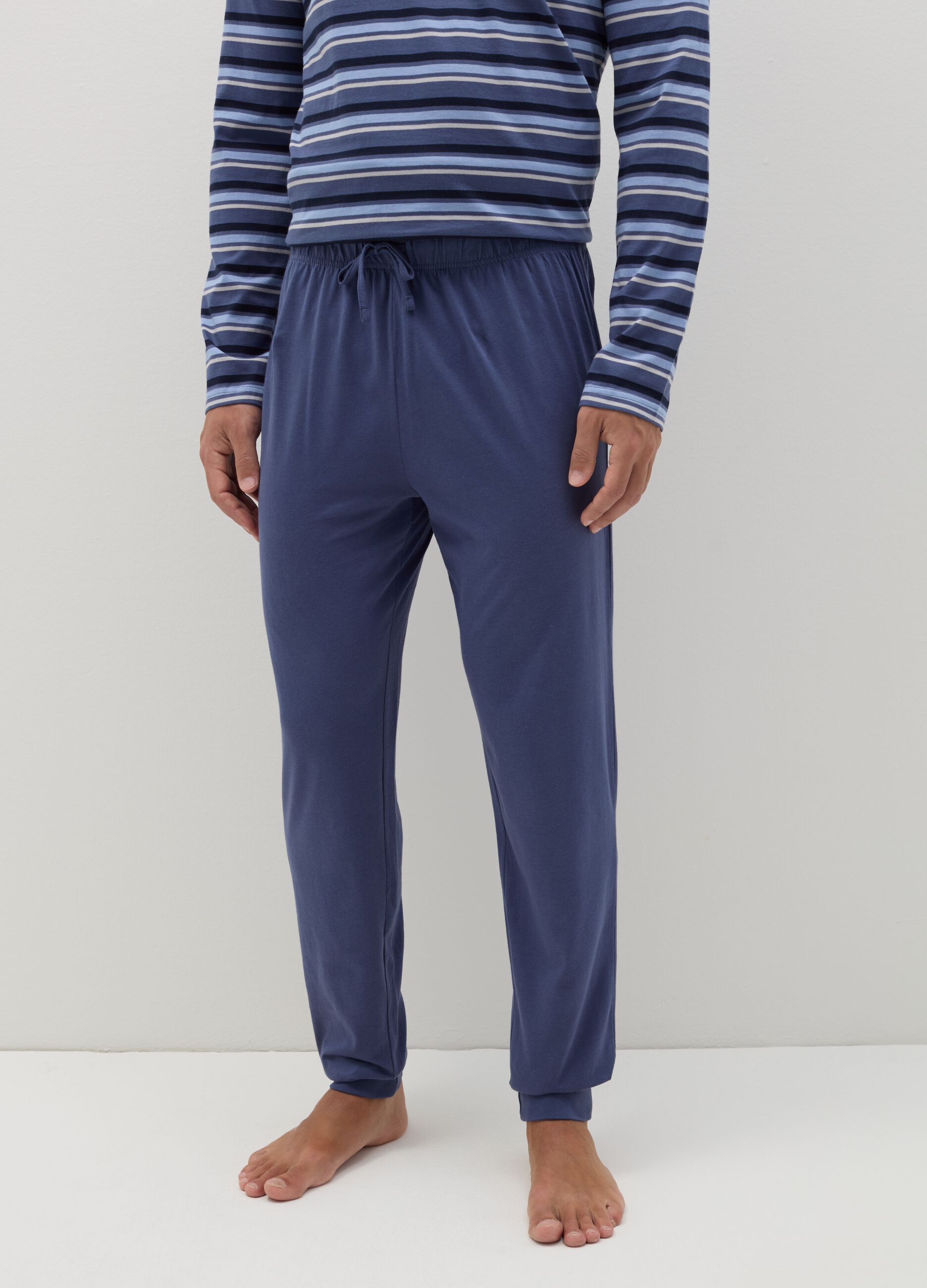 Long pyjamas with granddad neckline