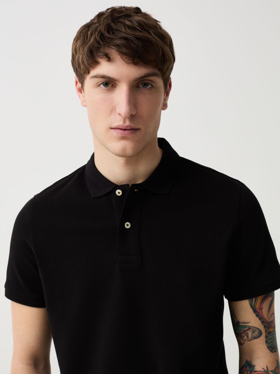 Organic cotton pique polo shirt_1