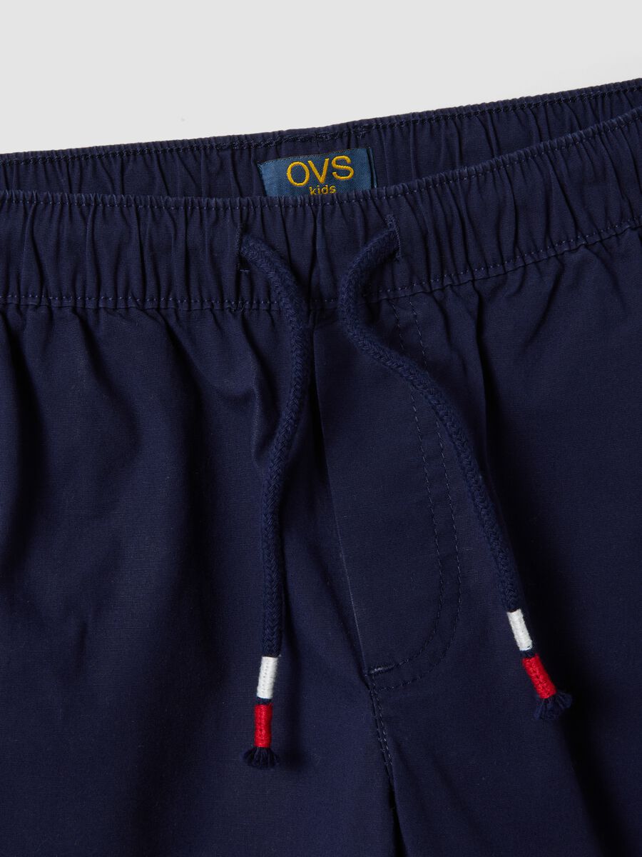 Blue stretch cotton shorts with elasticated waistband_2