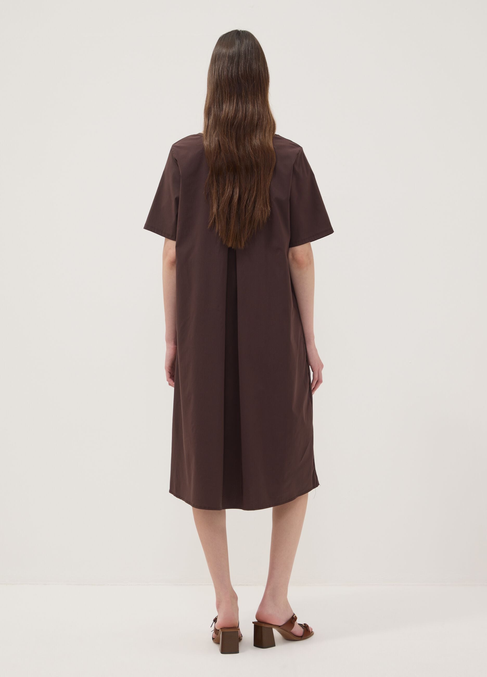 Brown midi stretch viscose dress, regular fit