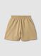 Girls' oversized fit beige pure cotton shorts_0