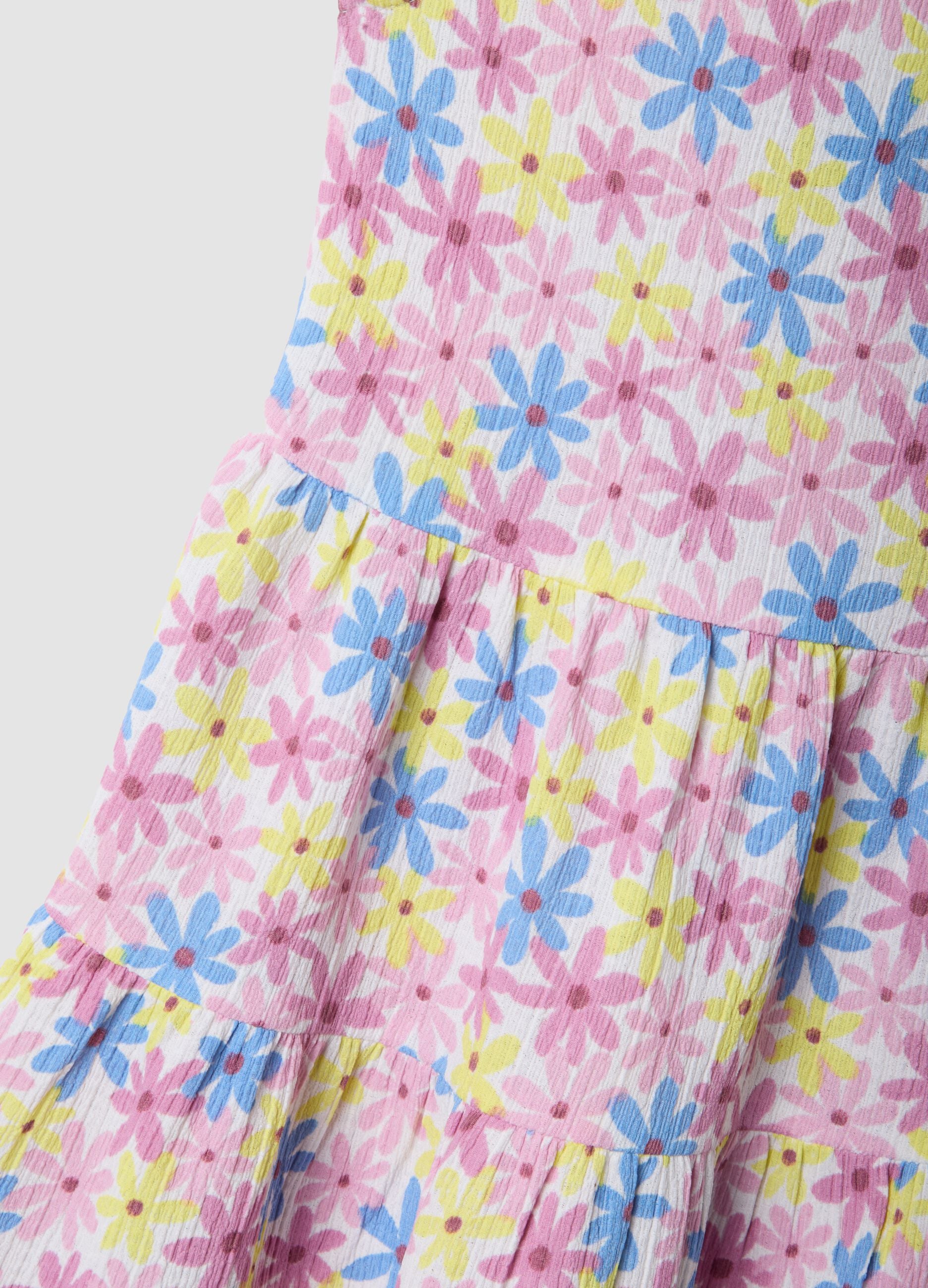 Multicoloured floral midi dress in stretch fabric