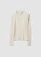 White ribbed Tencel&trade; Lyocell and wool blend T-shirt, regular fit_0