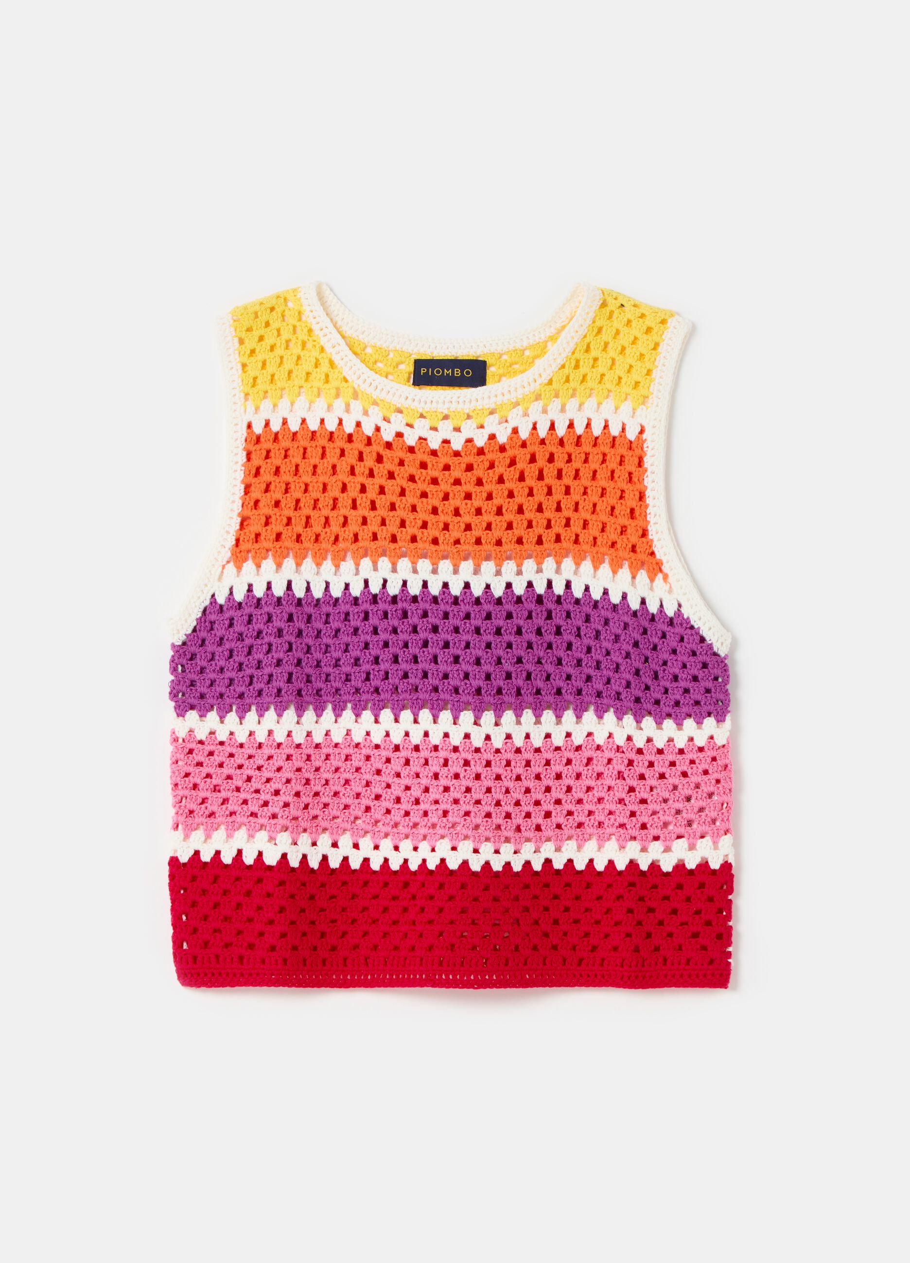 Tank top crochet a righe multicolor