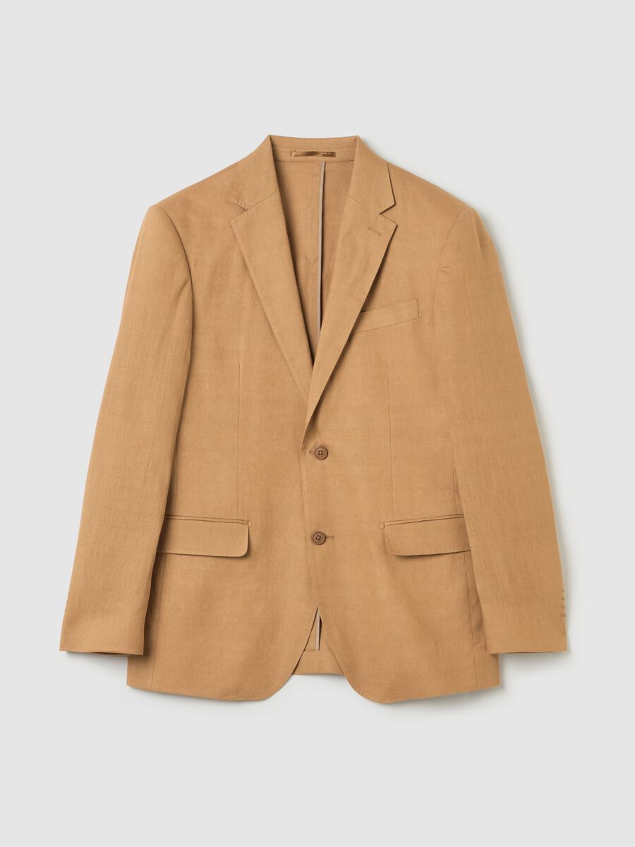 Contemporary regular-fit single-breasted blazer in linen_4