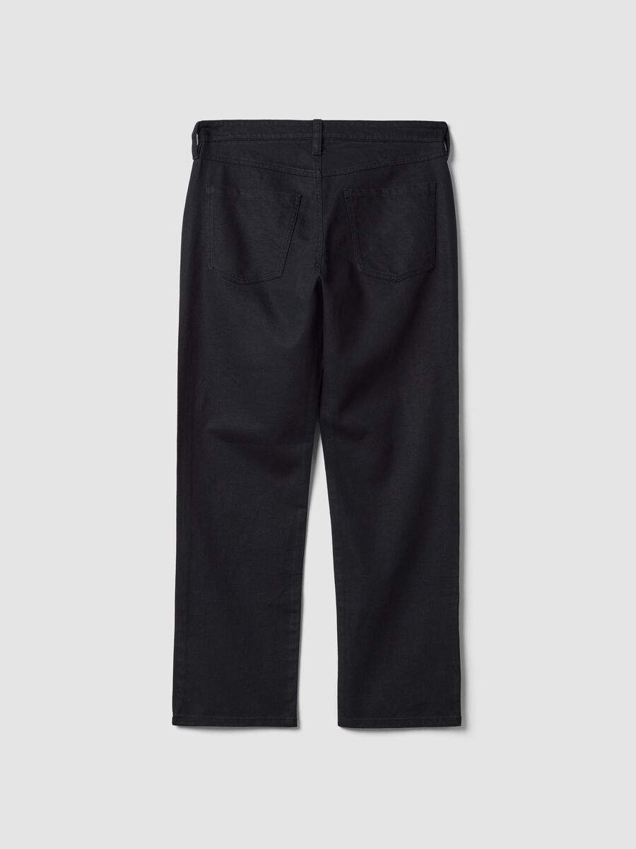 Blue linen-blend cotton trousers_1