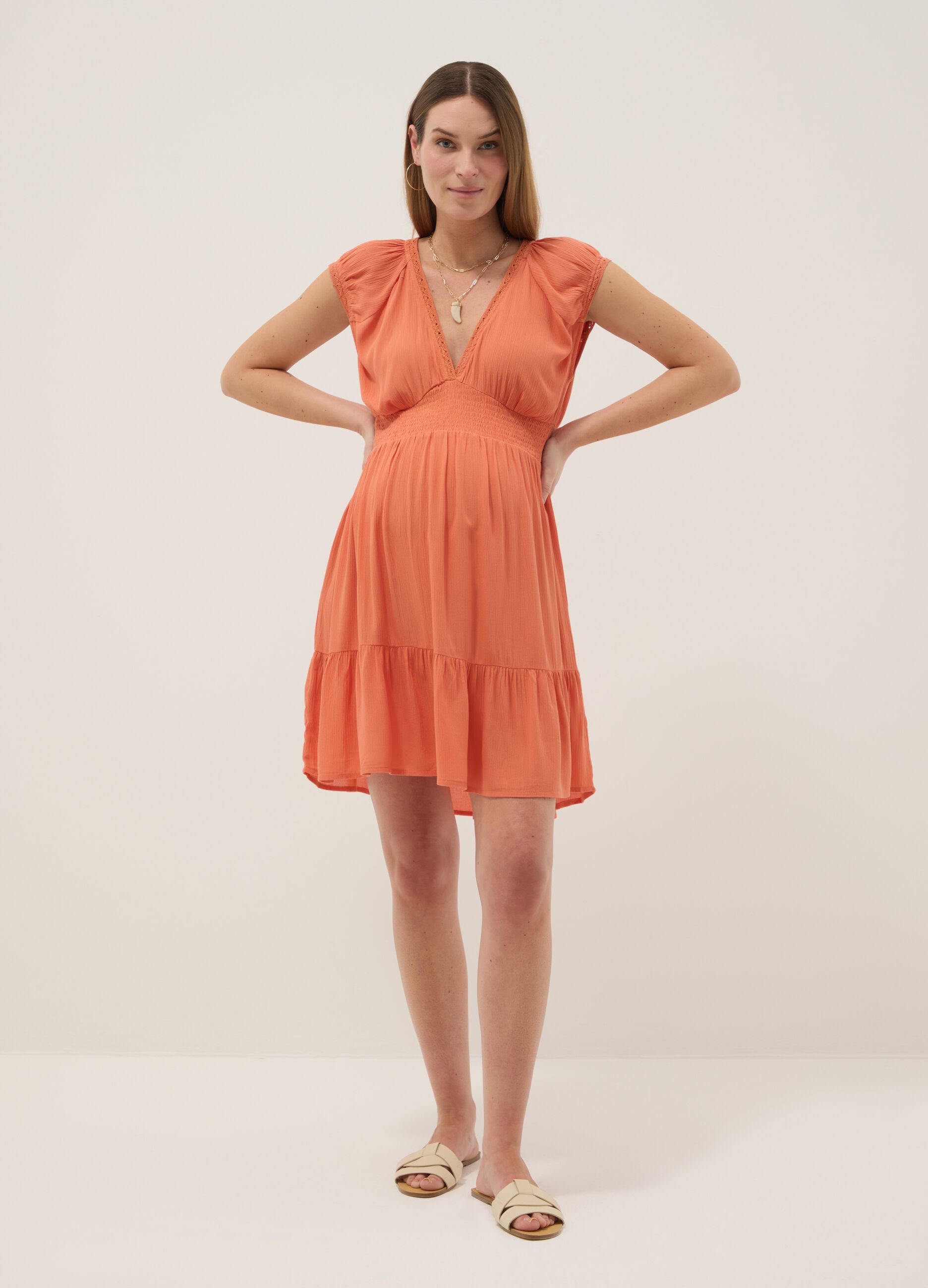 Orange Maternity Dress in Pure Viscose