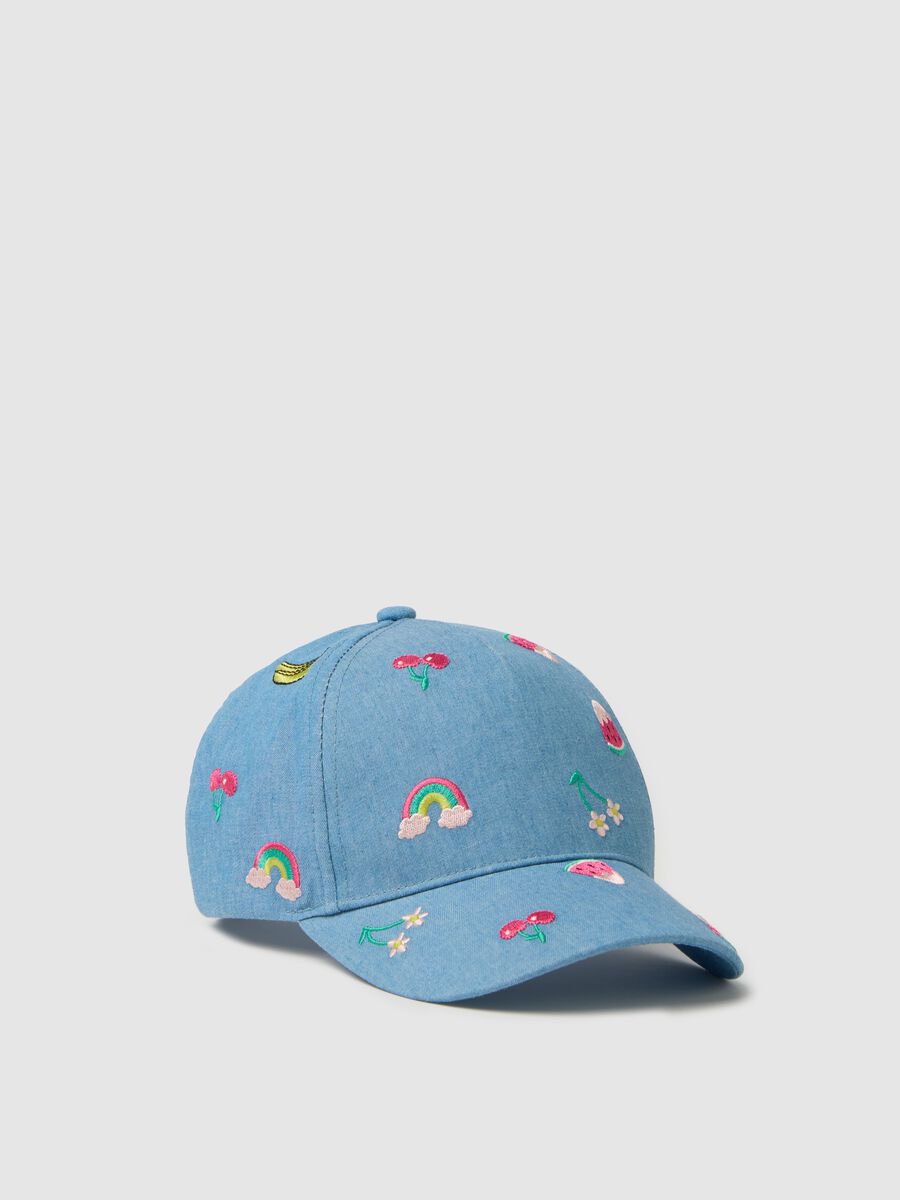 Denim baseball cap with embroidery_0