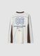 T-shirt bianca in puro cotone con girocollo e stampa racing_2