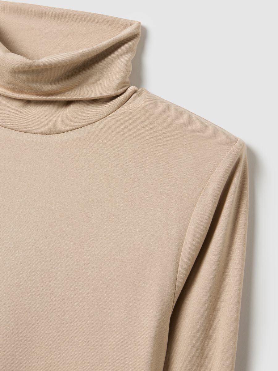 Beige Crew Neck Long Sleeve Regular Fit Sweater_5