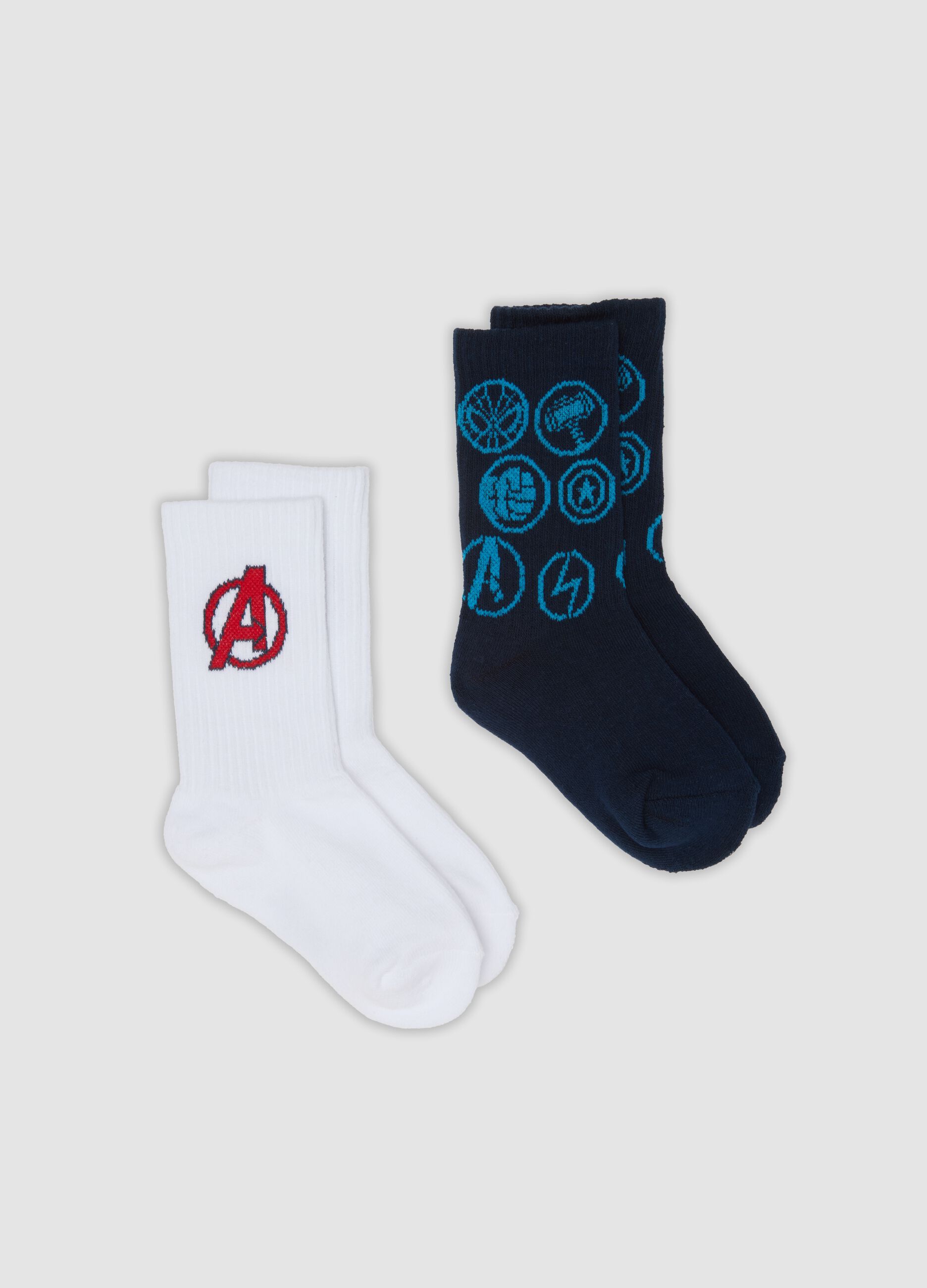 2-pack multicolour Avengers print socks in organic stretch cotton