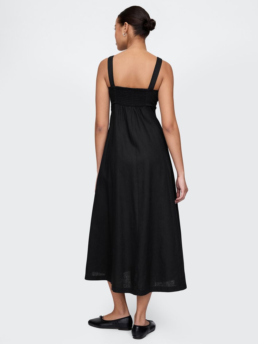 Gap Black Linen and Viscose Long Dress_2