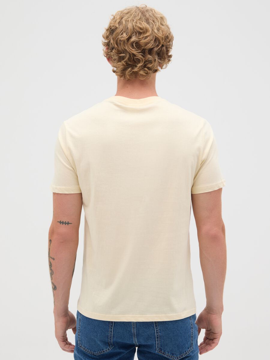Men's beige regular fit pure cotton T-shirt_3