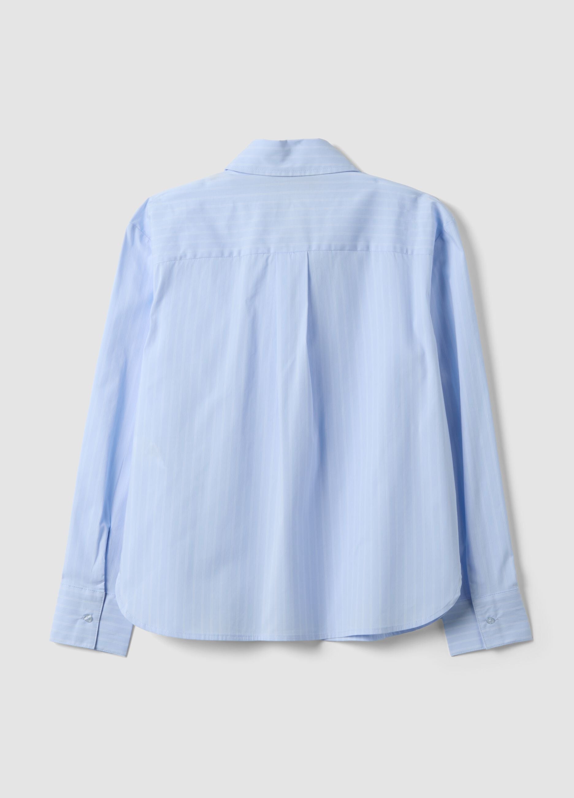 Light blue striped stretch cotton shirt, regular fit