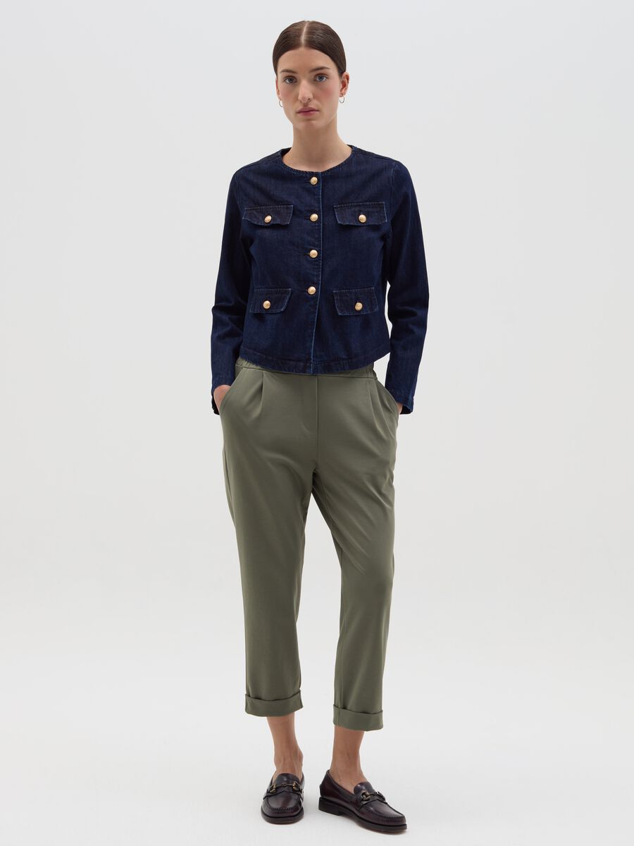 Cropped chino trousers with turn-ups_0