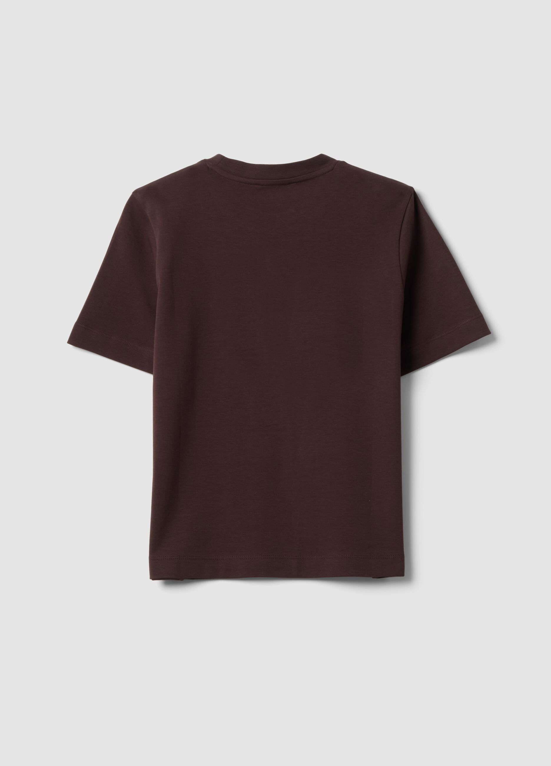 Brown relaxed-fit pure cotton short-sleeve T-shirt
