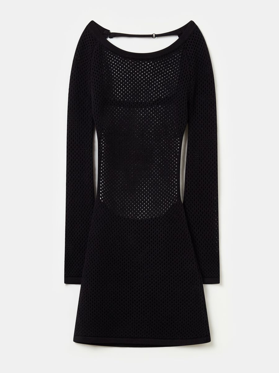 Backless Knitted Mini Dress Black_7