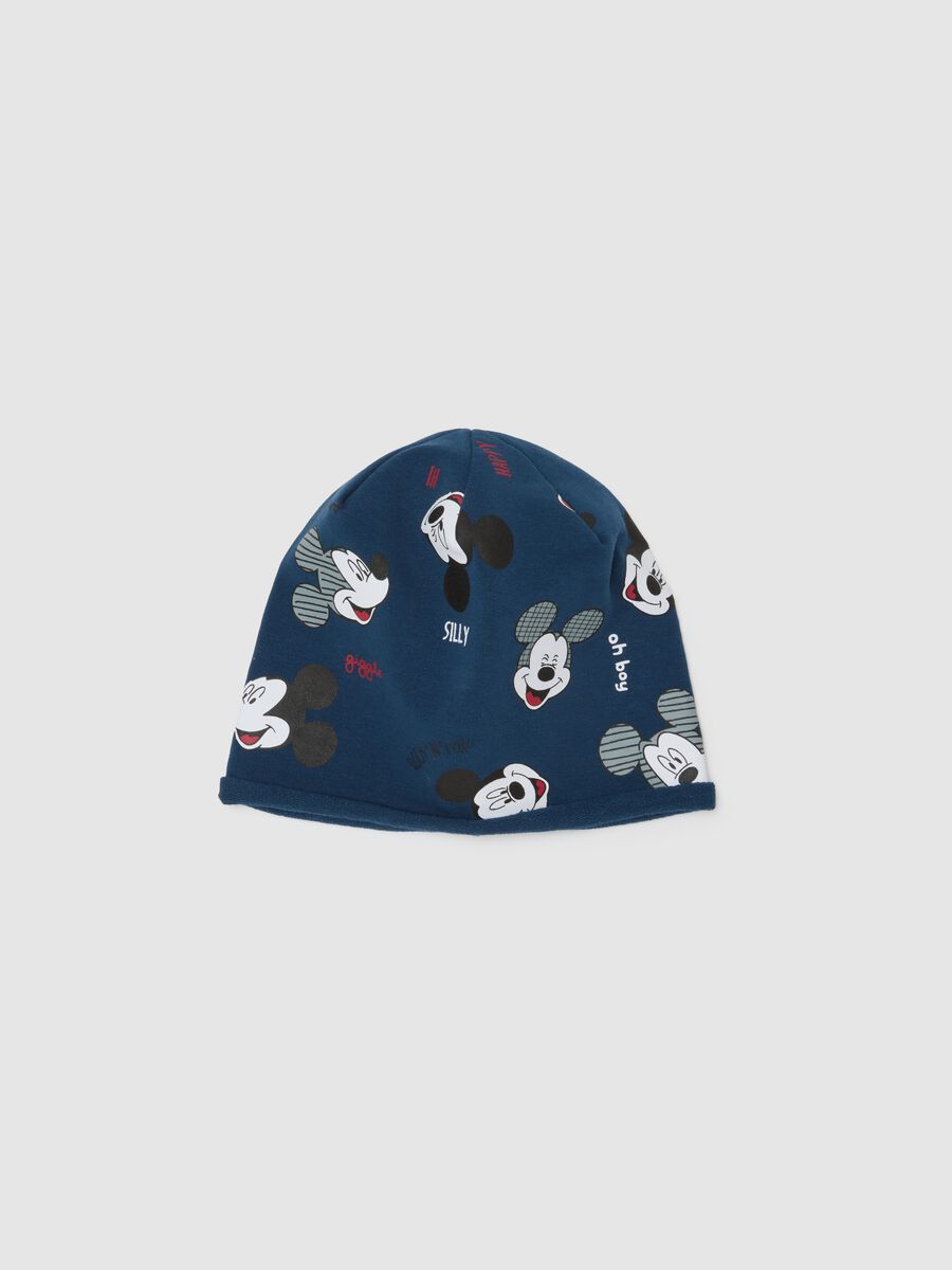 Cappello da neonato in cotone blu con Mickey Mouse_0
