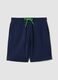 Blue cotton-blend Bermuda shorts with elasticated waistband_4