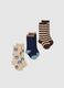 Multicolour infant long cotton blend socks triple pack_0