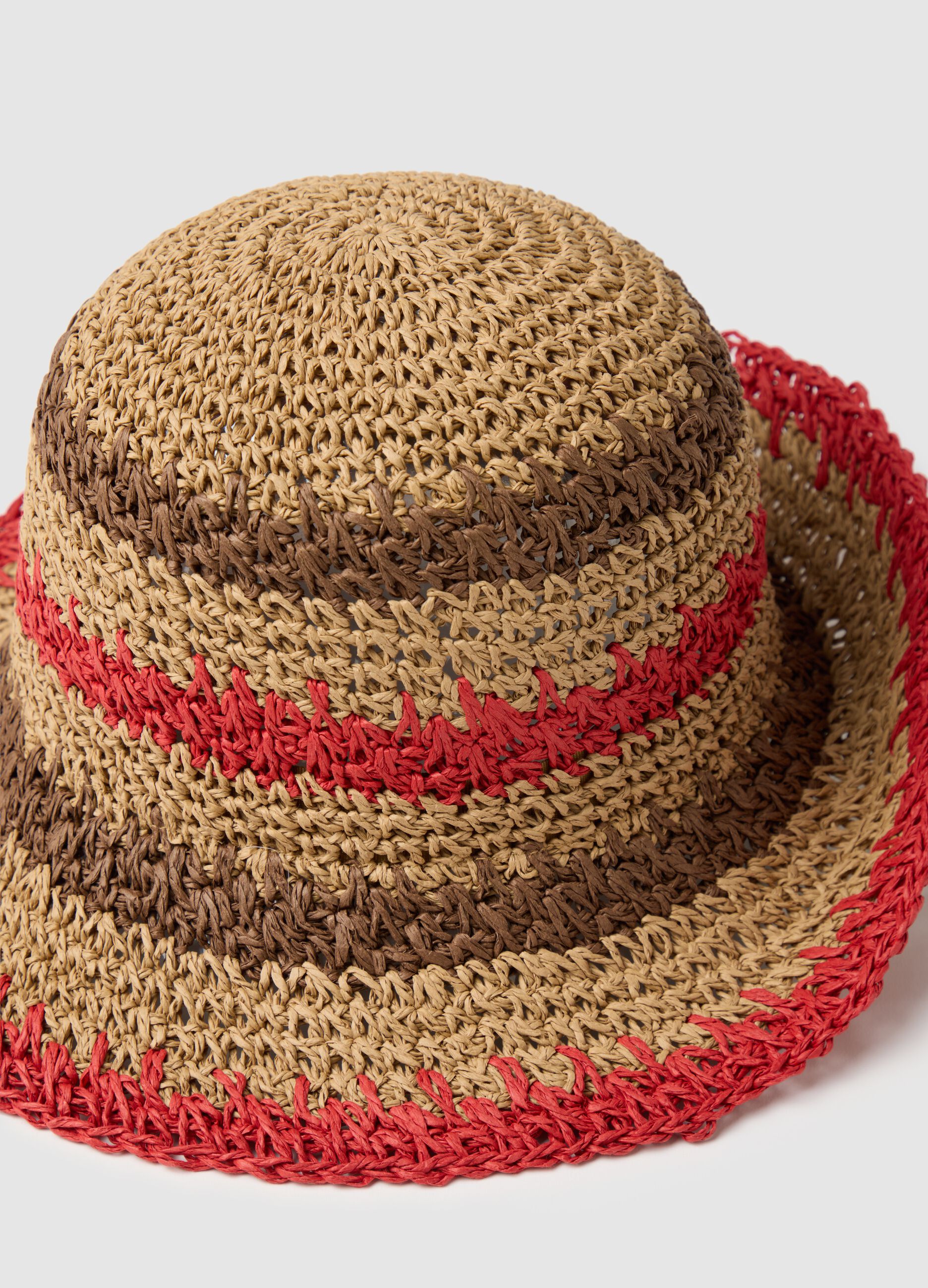 Women's hat with brown and red stripes