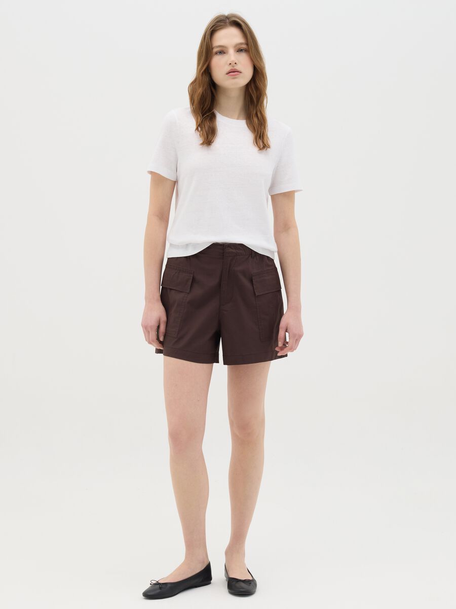 White T-shirt in cotton and linen_2