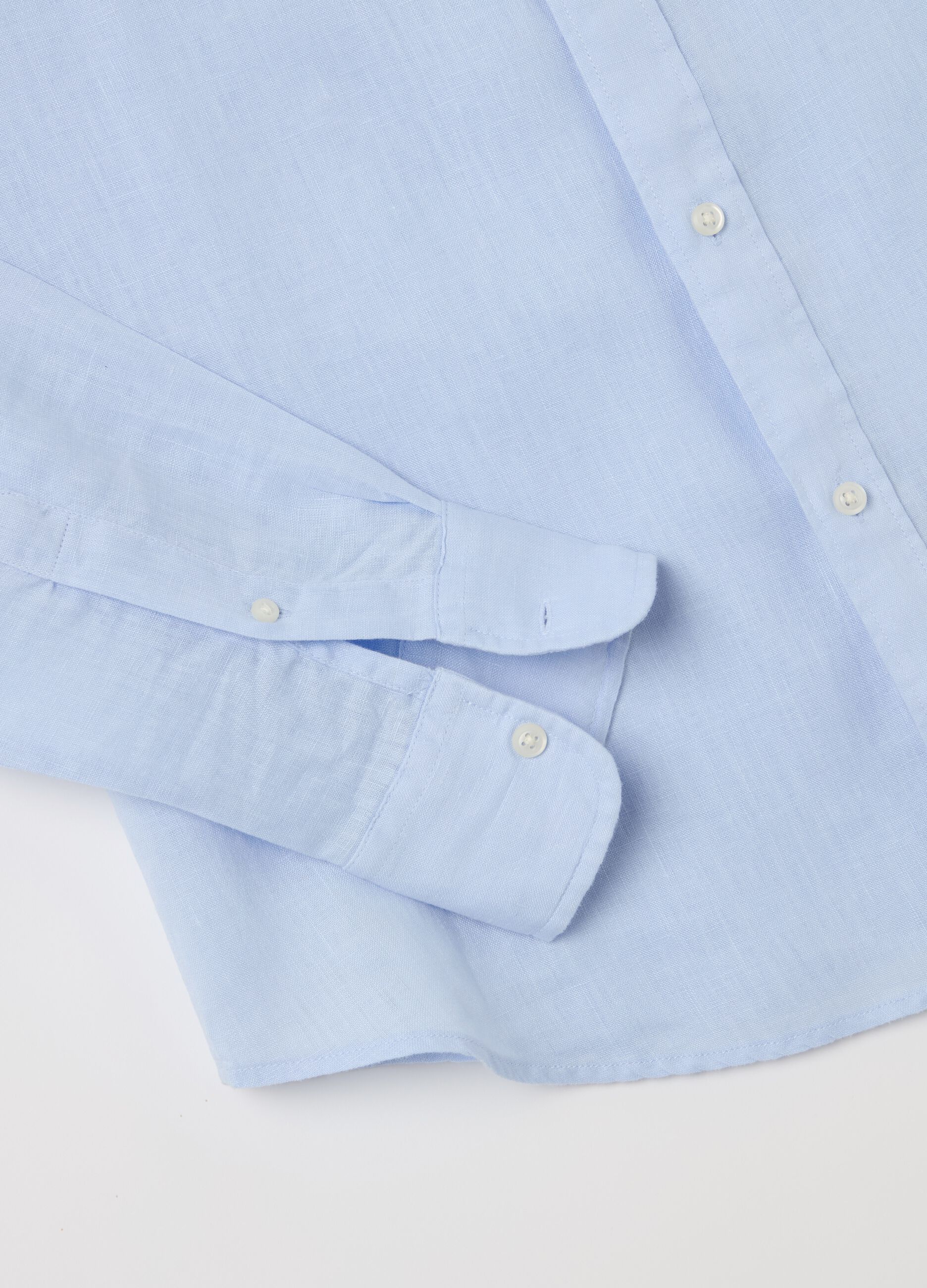 Camicia regular fit in lino con tasca