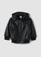 Black padded hooded zip-up bomber jacket for boys_0