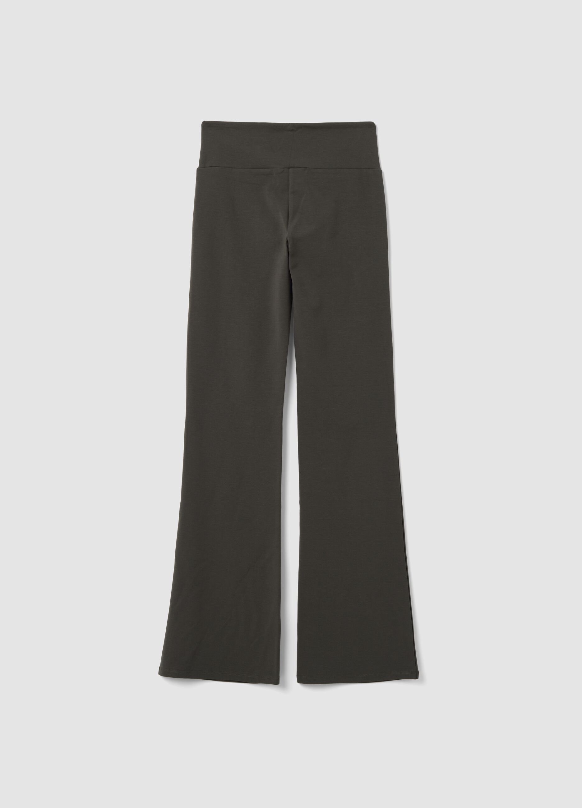 Grey flare trousers in stretch cotton