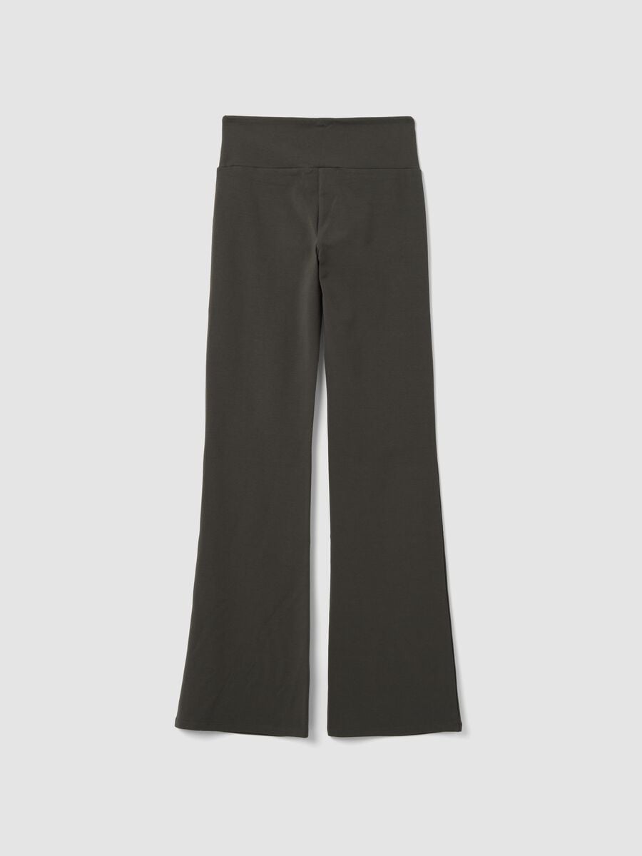 Pantaloni flare grigi in cotone elasticizzato_5