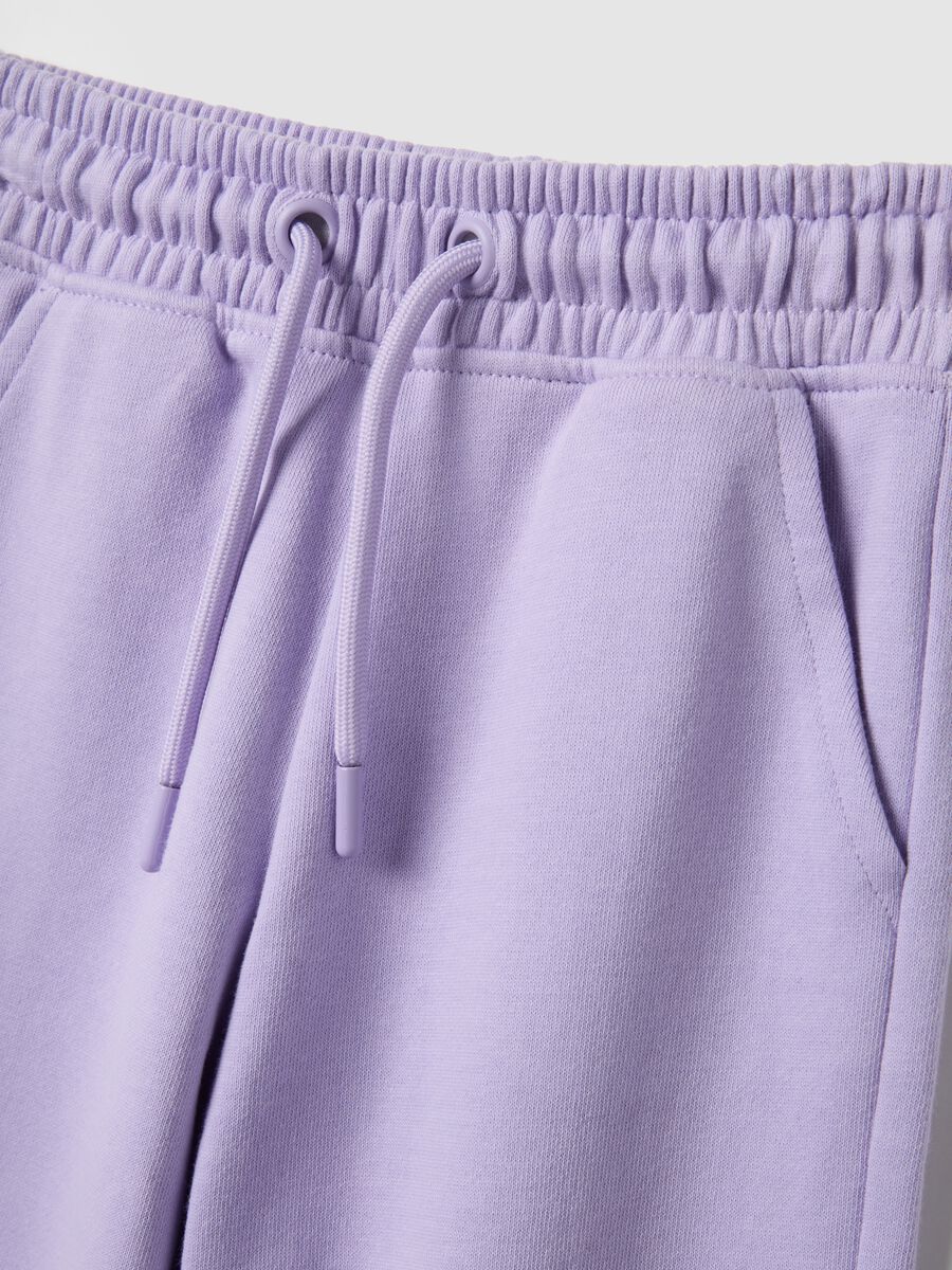 Girls' purple jogger trousers in pure cotton, regular fit_2