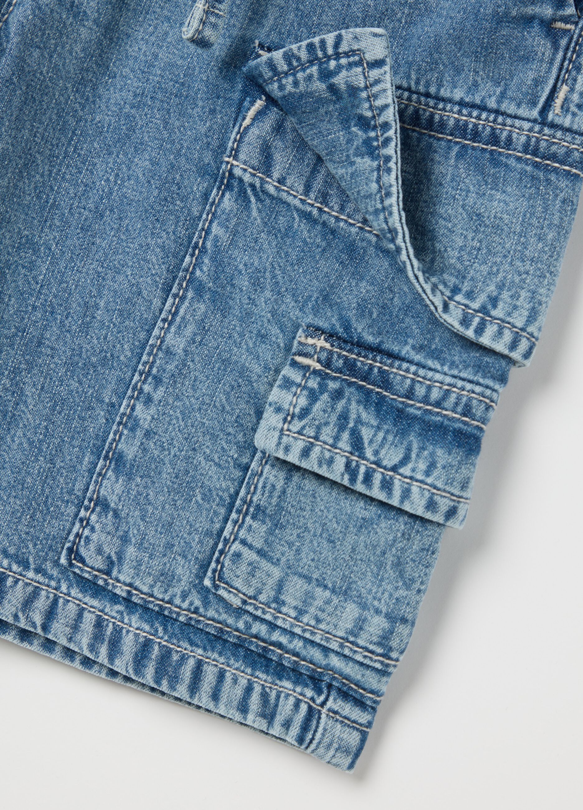 Kids' denim cargo shorts