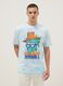 Regular fit sky blue pure cotton T-shirt with Squidward print_0