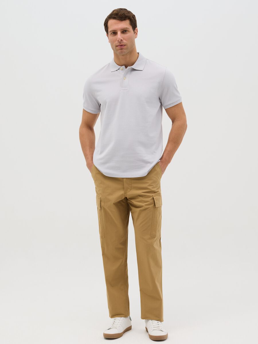 Beige cargo trousers in cotton_0