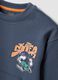 Grey oversized pure cotton hoodie with print and kangaroo pocket for boys_2