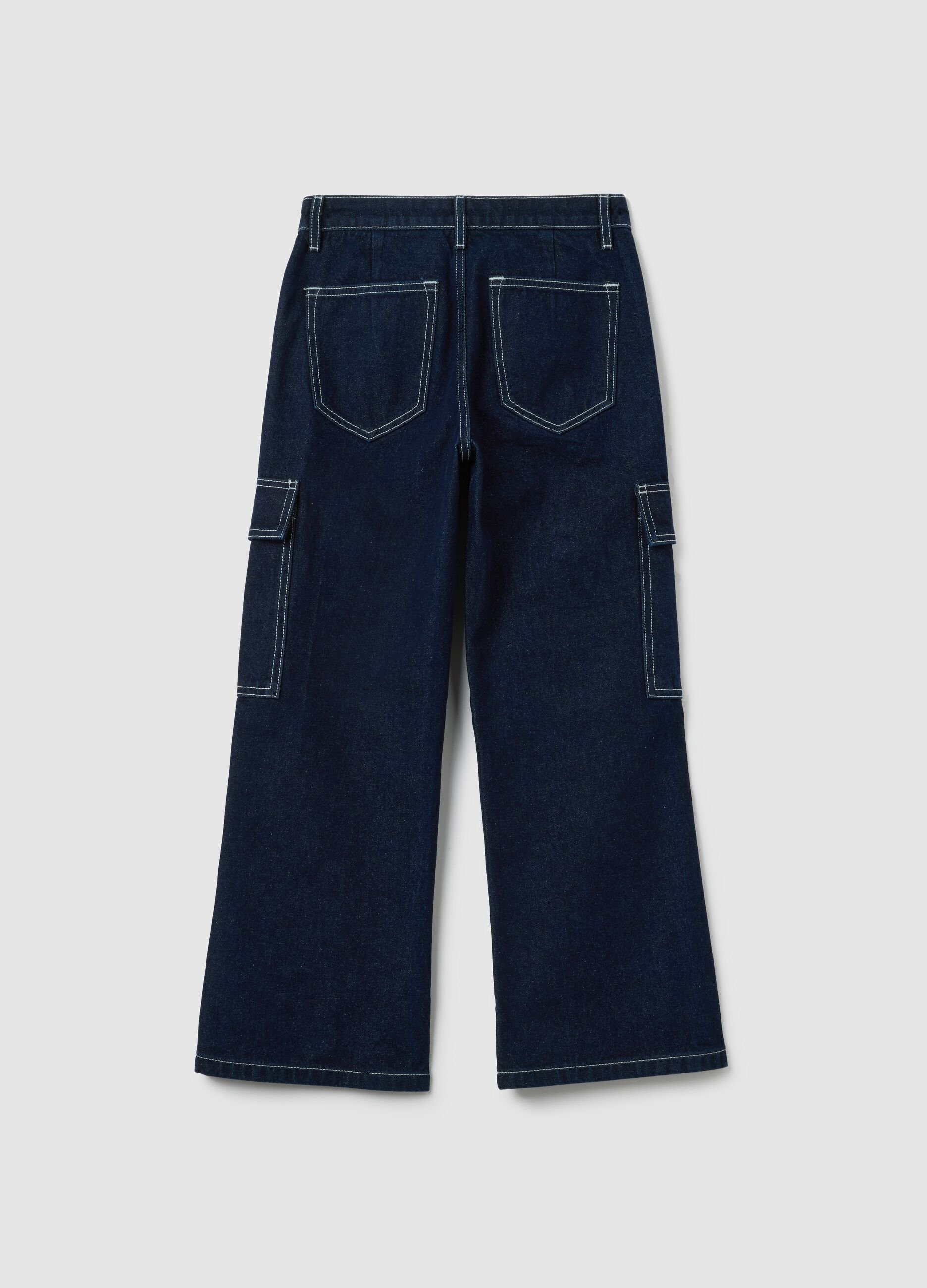 Girls' pure cotton blue regular fit jeans