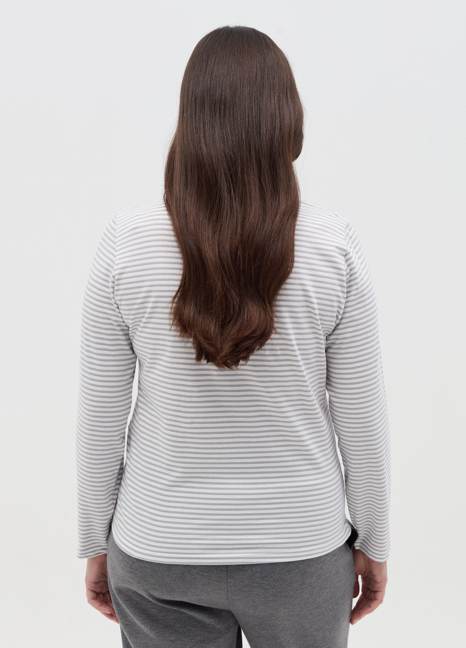 Curvy T-shirt in striped lurex