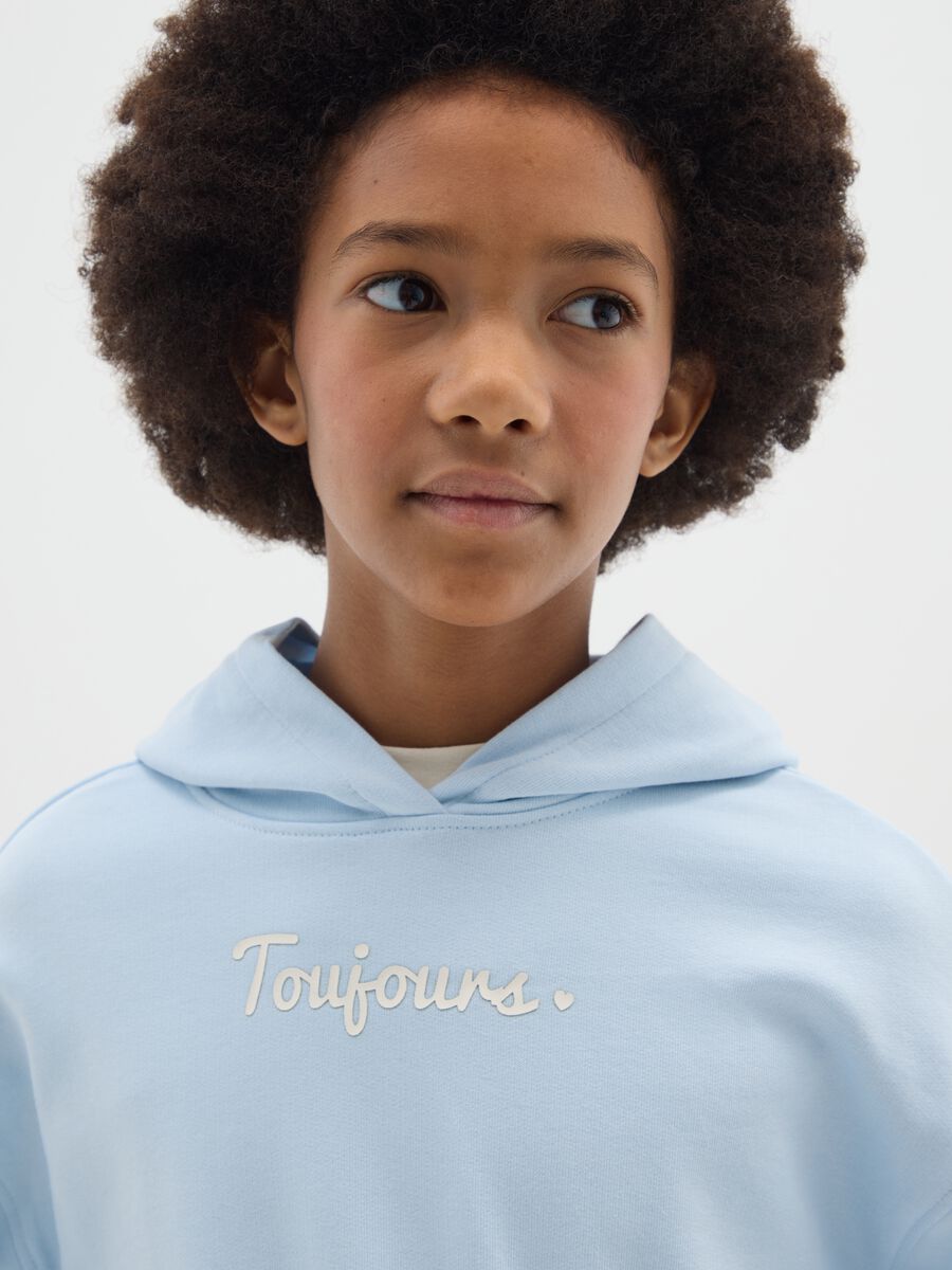 Felpa corta azzurra da ragazza in puro cotone regular fit_2