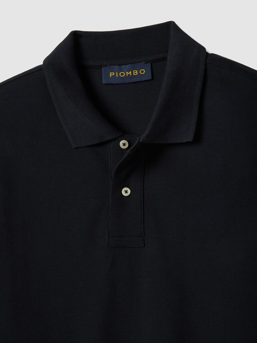 Polo a maniche corte in puro cotone nero regular fit_5