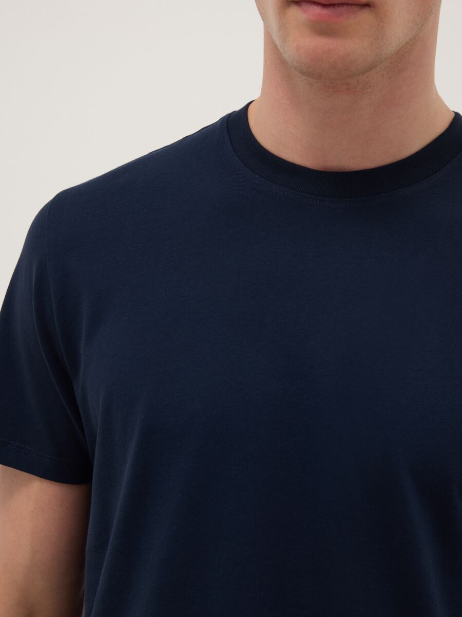 Blue pure cotton regular fit T-shirt_3