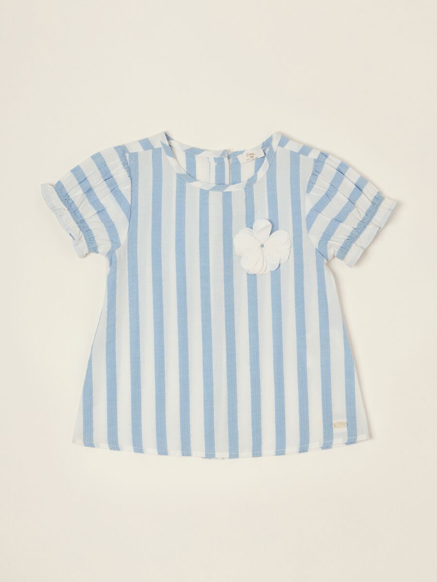 Maglia a righe azzurra in puro cotone_0
