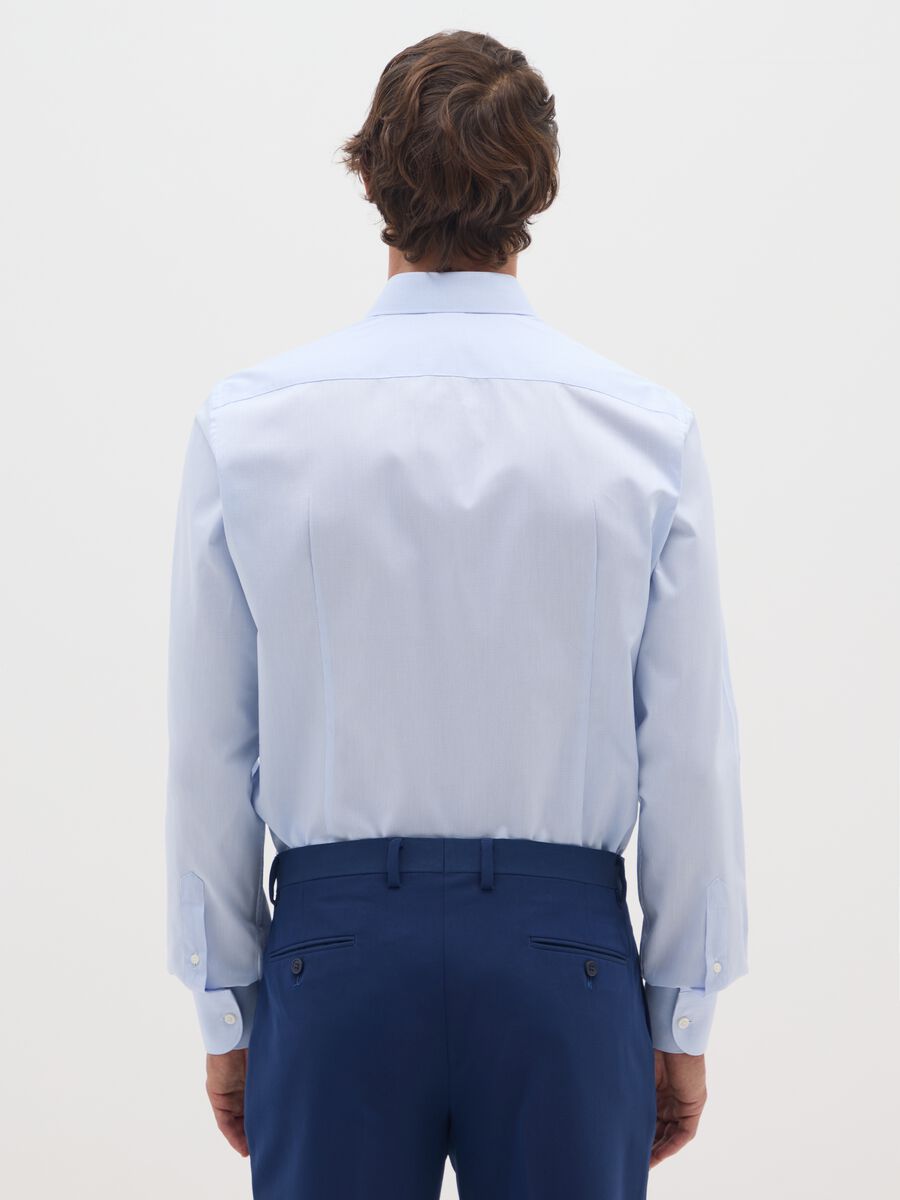 Light blue shirt in pure cotton slim fit with French collar_2