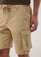 Beige stretch cotton cargo bermuda shorts_3