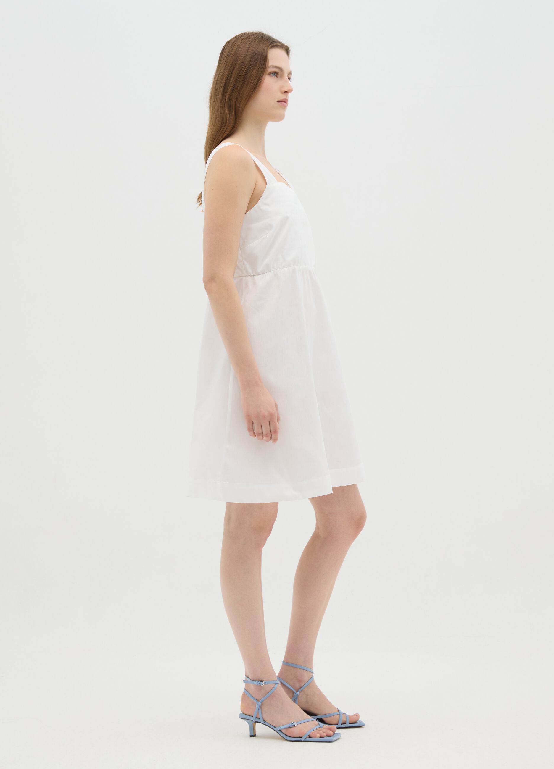 Women's pure white cotton dress regular fit
