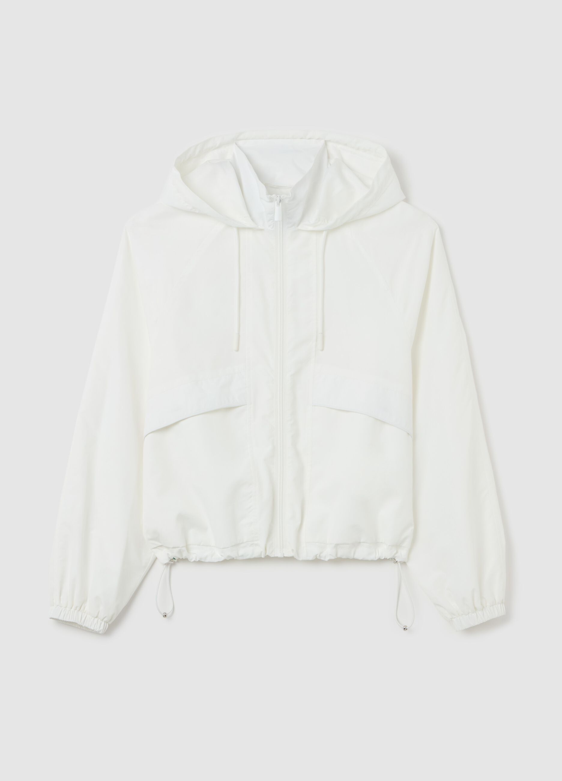 Full-zip sweatshirt in nylon with hood