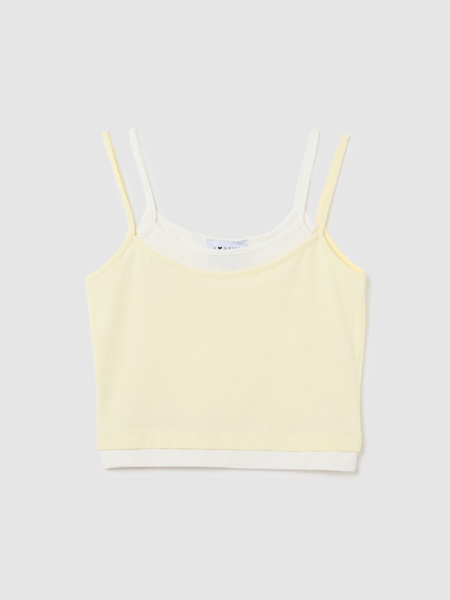 Women's yellow stretch cotton tank top with thin straps_4