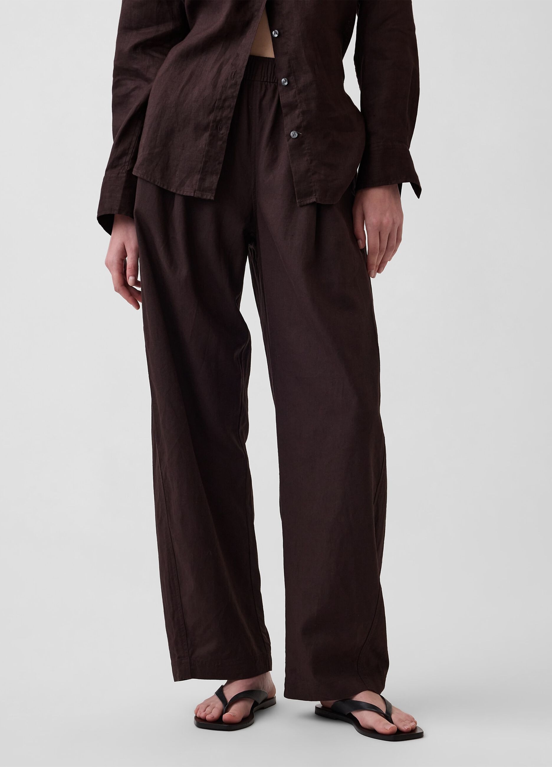 Linen-blend palazzo trousers