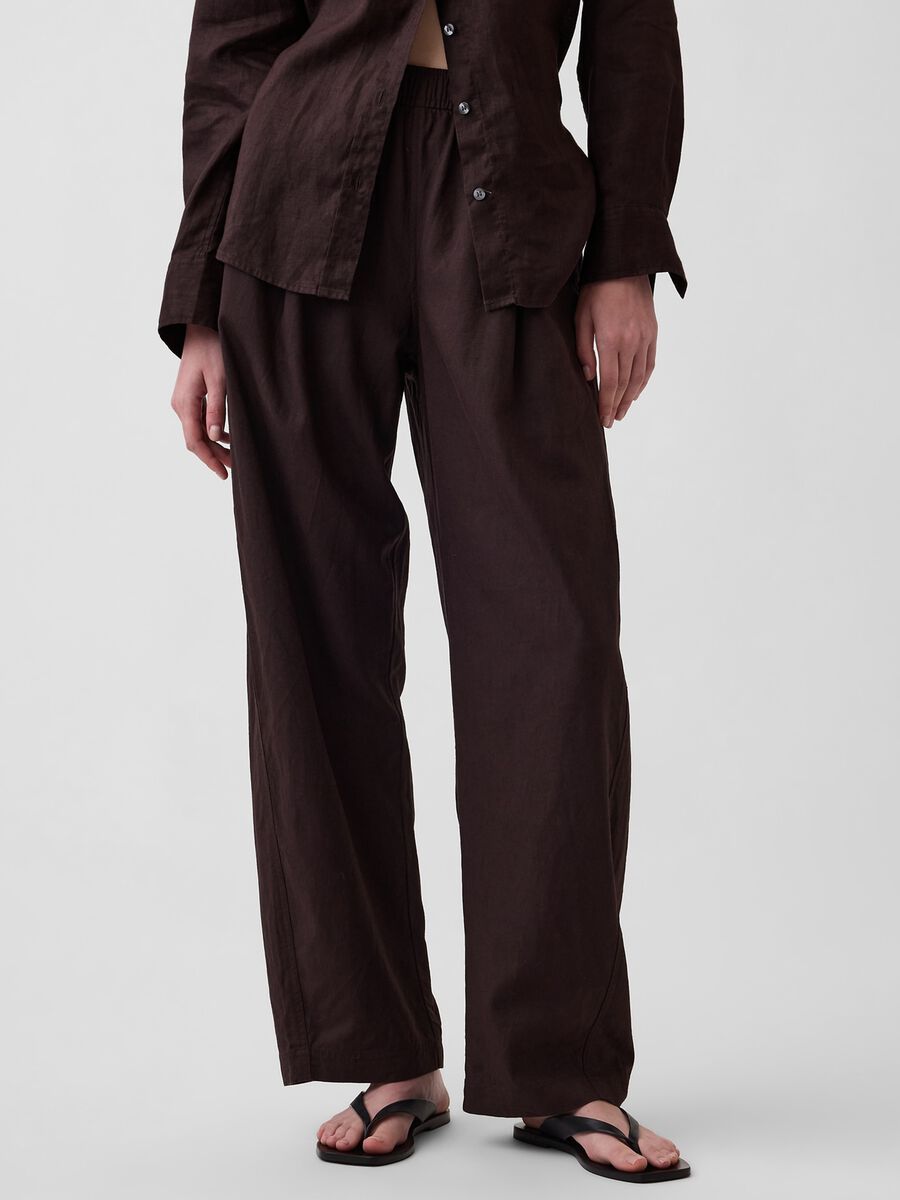 Linen-blend palazzo trousers_1